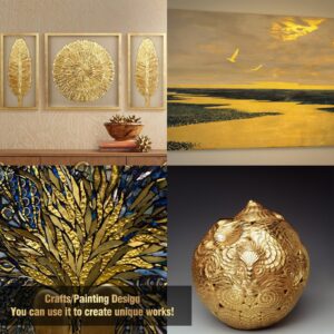 Yeardera Gold Leaf Kit, Gilding Adhesive Set, 100ml Water Based Adhesive and 100ml Varnish with Gold Leaf Sheet 100 pc, for Arts, Craft, Painting, Furniture and Decoration