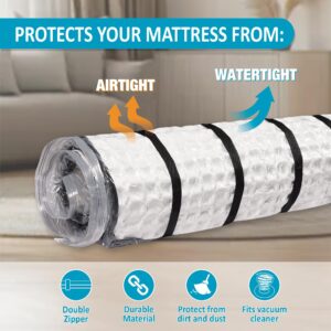 Mattress Vacuum Bag for Moving, Vacuum Seal Bag for Queen Full Size Memory Foam/Latex Mattress Up to 14 Inch, Mattress Compression Vacuum Bag with 4 Adjustable Straps (Queen/Full/Full-XL)