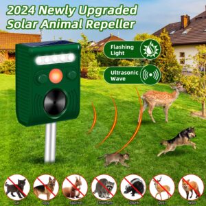 Upgraded Deer Repellent Devices Animal Repellent Outdoor Solar Ultrasonic Animal Repeller with Motion Sensor Animal Deterrent to Keep Dog Raccoon Cat Coyote Skunk Squirrel Rabbit Out of Yard Farm