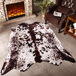 svatouch premium cowhide rug 4.6 x 5.2 feet,western decor faux cowhide rug,thickened cow print rug,cow rug for bedroom living room home office decor