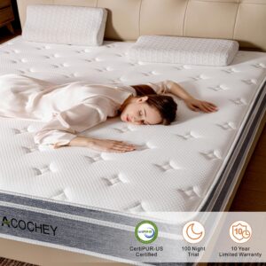 Acochey 8 Inch Twin Mattresses,Hybrid Twin Size Mattress in a Box,Gel Memory Foam Medium Firm Grey Mattress,Quality Comfort and Adaptive Support Breathable Cooling Twin Mattress,CertiPUR-US.