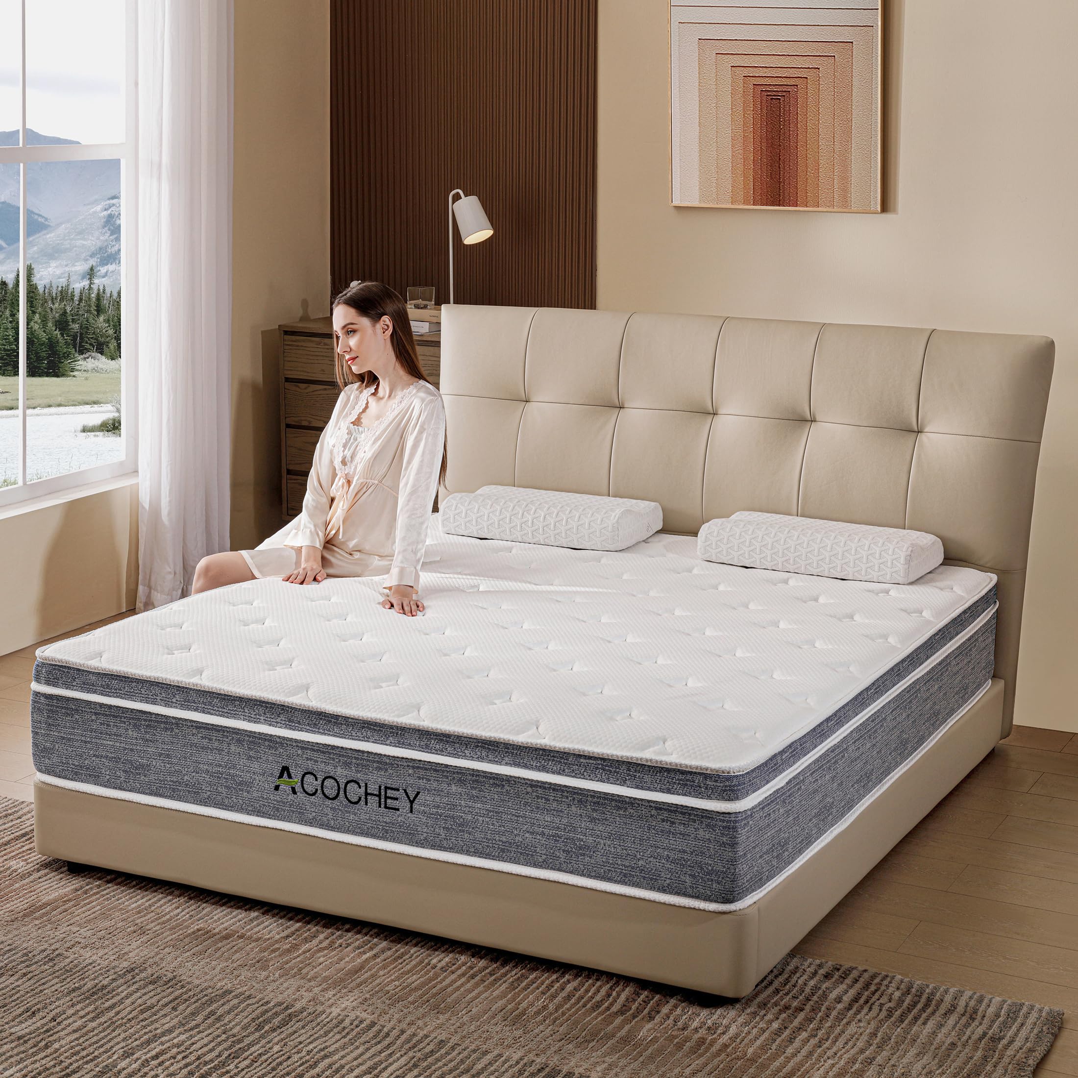 Acochey 8 Inch Twin Mattresses,Hybrid Twin Size Mattress in a Box,Gel Memory Foam Medium Firm Grey Mattress,Quality Comfort and Adaptive Support Breathable Cooling Twin Mattress,CertiPUR-US.