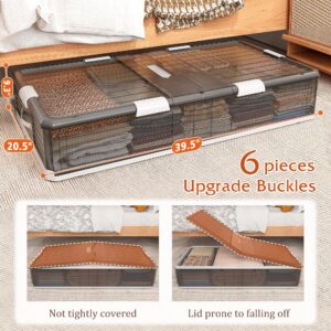 EnHomee 106QT Under Bed Storage with wheels Plastic Under bed Storage Containers Underbed Storage Bins with Lids for Closet Organizers and Storage Bins Bedroom,39.5" L x 20.5" W x 9.3" H,2Pack