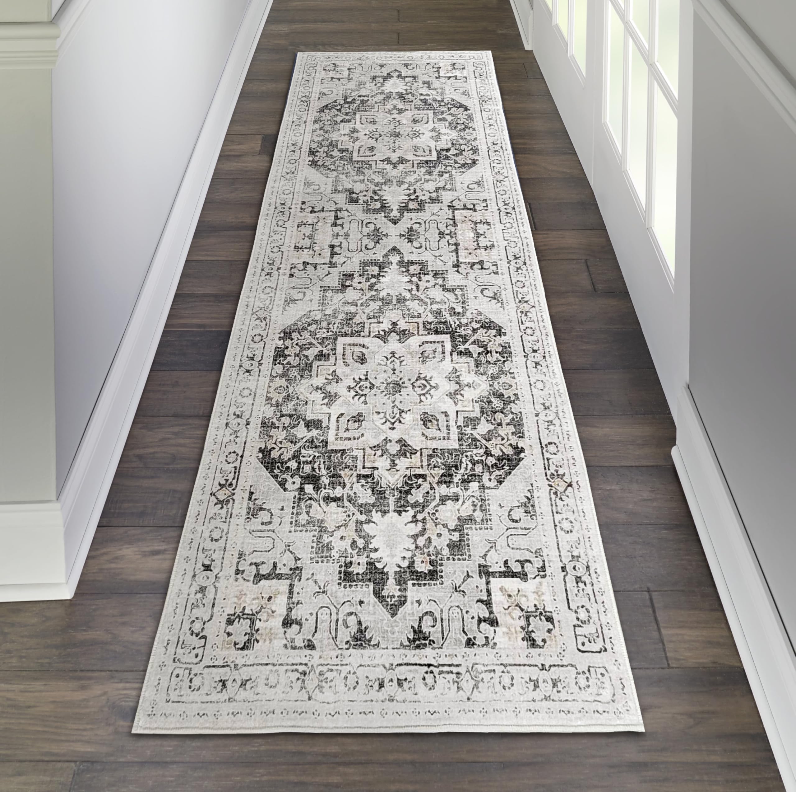 ARTWEAVER Washable Runner Rug 2x6-Hallway Runner Rug Kitchen Runner Rug and Mat-Non Slip Carpet Runner for Laundry Room Entryway Indoor (Gray,2'x6')