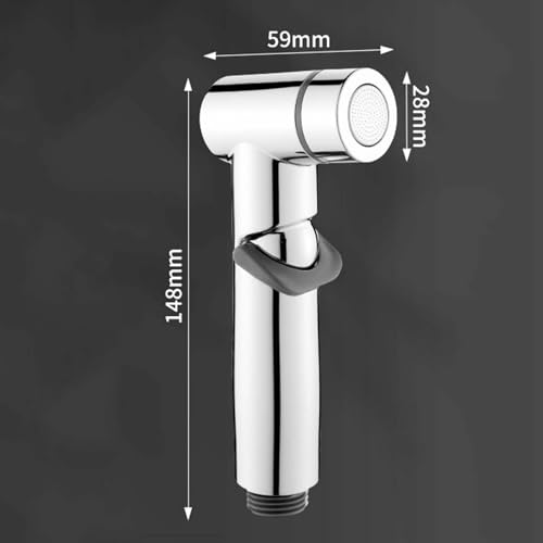 MagiDeal High Pressure Handheld Bidet Sprayer, Toilet Water Sprayer Washing Portable Cleaning for Personal Wash Cloth Diaper Wash Butt, Argent, 14.8cmx5.9cm