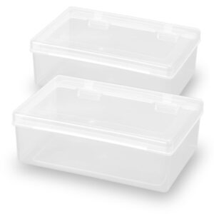 2pack polypropylene rectangle small storage containers box,rectangular clear plastic storage containers box for collecting small items, beads, game pieces, business cards, crafts accessories