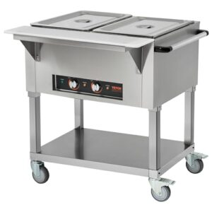 VEVOR 2-Pan Commercial Food Warmer, 2 x 20.6QT Electric Steam Table, 1000W Professional Buffet Catering Food Warmer with 4 Wheels (2 Lockable), Food Grade Stainless Steel Server for Party Restaurant