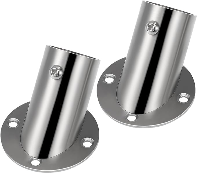 2Pcs Adjustable Socket Bracket Support Holder Stainless Closet Rod Flange Bevel Angle Flange Base