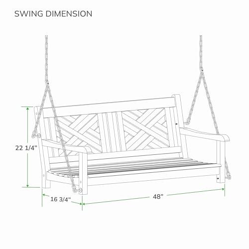 Cambridge Casual Maine Teak Wood Porch Swing, Natural Teak