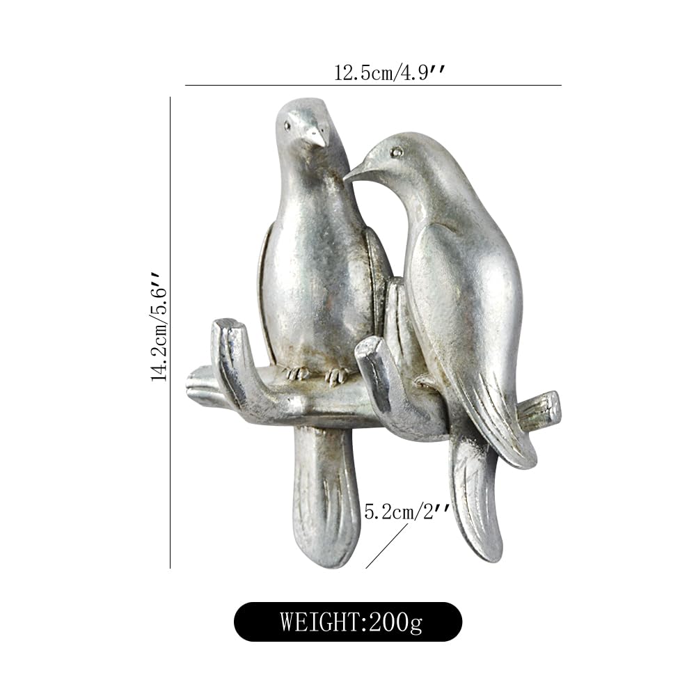 FYWMXIAJG Bird Coat Hooks,Animal Wall Hook,Exquisite Decorative Wall Hooks for Hanging Hats Jacket Bags Closets Towels Keys Scarf Home Kitchen Wall Hangers Easy Installation Versatile (Silvery, L)