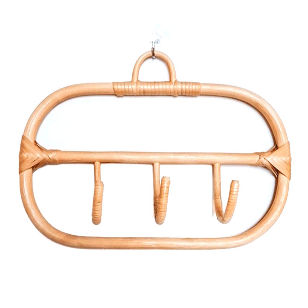 PURPLELILY Nordic Natural Rattan Wall Hooks Clothes Hanger Hanging Hat Coat Organizer Rack Home Hotel Kids Room Decoration Home Kids Room Decoration