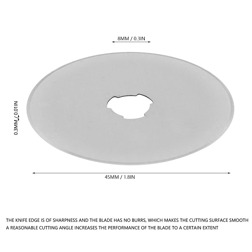 45mm Roller Wheel Round Knife Blade Replacement Kit, Blade, Long Lasting, Cuts 6 Layers of Fabric, Suitable for Paper, Fabric, Leather, Made of SKS-7 Material