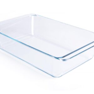 Deep Clear Glass Baking Dish, Rectangular Tempered Glass Baking Pan, The Largest casserole dish. -5.4 Liter