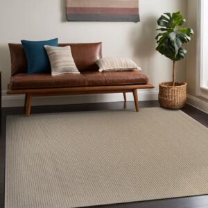 Beverly Rug Non-Slip Modern Rug 8x10 Solid Traditional Rubber Backing Machine Washable Soft Thin Indoor Area Rugs for Living Room Stain Resistant Non Shedding Casual Carpet (8 x 10 Beige)