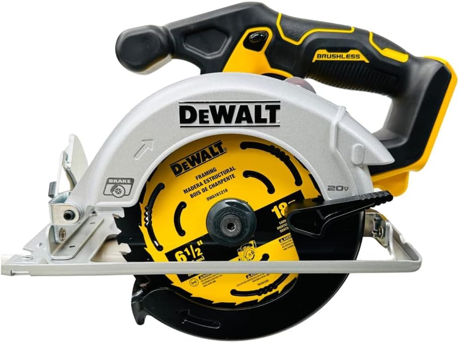 DEWALT DCS566 20V Circular Saw, 20V Cordless Brushless 6.5"" Circular Saw (Bare Tool Only, Bulk Packed), Yellow