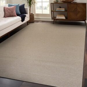 Beverly Rug Non-Slip Modern Rug 8x10 Solid Traditional Rubber Backing Machine Washable Soft Thin Indoor Area Rugs for Living Room Stain Resistant Non Shedding Casual Carpet (8 x 10 Beige)