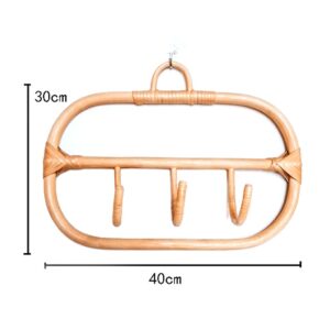 PURPLELILY Nordic Natural Rattan Wall Hooks Clothes Hanger Hanging Hat Coat Organizer Rack Home Hotel Kids Room Decoration Home Kids Room Decoration