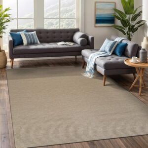 Beverly Rug Non-Slip Modern Rug 8x10 Solid Traditional Rubber Backing Machine Washable Soft Thin Indoor Area Rugs for Living Room Stain Resistant Non Shedding Casual Carpet (8 x 10 Beige)