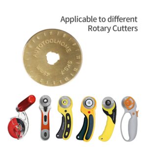 Titanium Coated 45mm Rotary Cutter Blades 50 Pack Replacement Rotary Blades for Fabric Paper Arts Crafts Quilting Scrapbooking Sewing, Sharp and Durable Wholesale