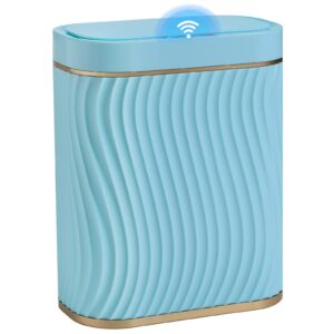 steo spce bathroom small trash can with automatic touchless lid, 2.6 gallon smart garbage can narrow waterproof trash bin for bedroom, office, living room-blue