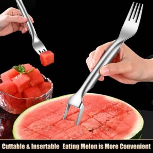 2-in-1 Stainless Steel Fruit Cutter, 2024 New Watermelon Fork Slicer Cutter Slicer Tool, Dual Head Fruit Forks Slicer Knife (2Pcs)