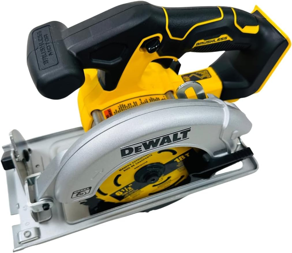 DEWALT DCS566 20V Circular Saw, 20V Cordless Brushless 6.5"" Circular Saw (Bare Tool Only, Bulk Packed), Yellow