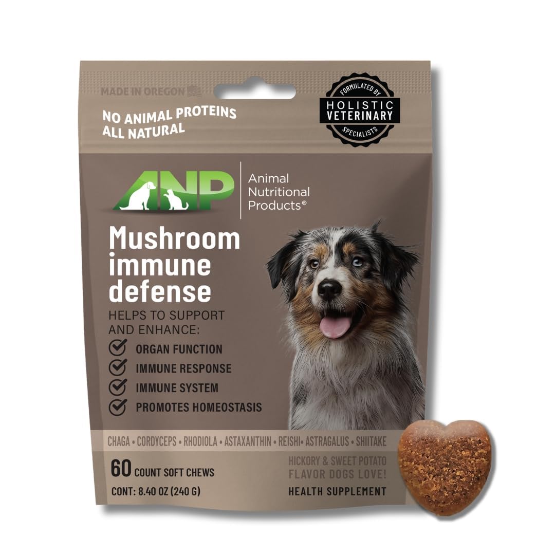 ANP Enhance Your Dog's Health with Mushroom Immune Supplement Boosting Dog Chews - No Animal Protein Formula - Vitality, Longevity, and Gut Health - Potent Reishi, Chaga, and Shiitake Mushrooms