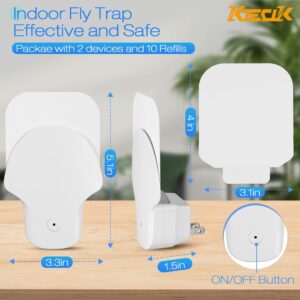 Flying Insect Trap - 2 Pack Fruit Fly Traps for Indoors, Plug-in Fly Trap Indoor with Auto Timing Function for Gnat, Mosquito, Flies, Gnat Trap for House Indoor(2 Device + 10 Glue Cards)