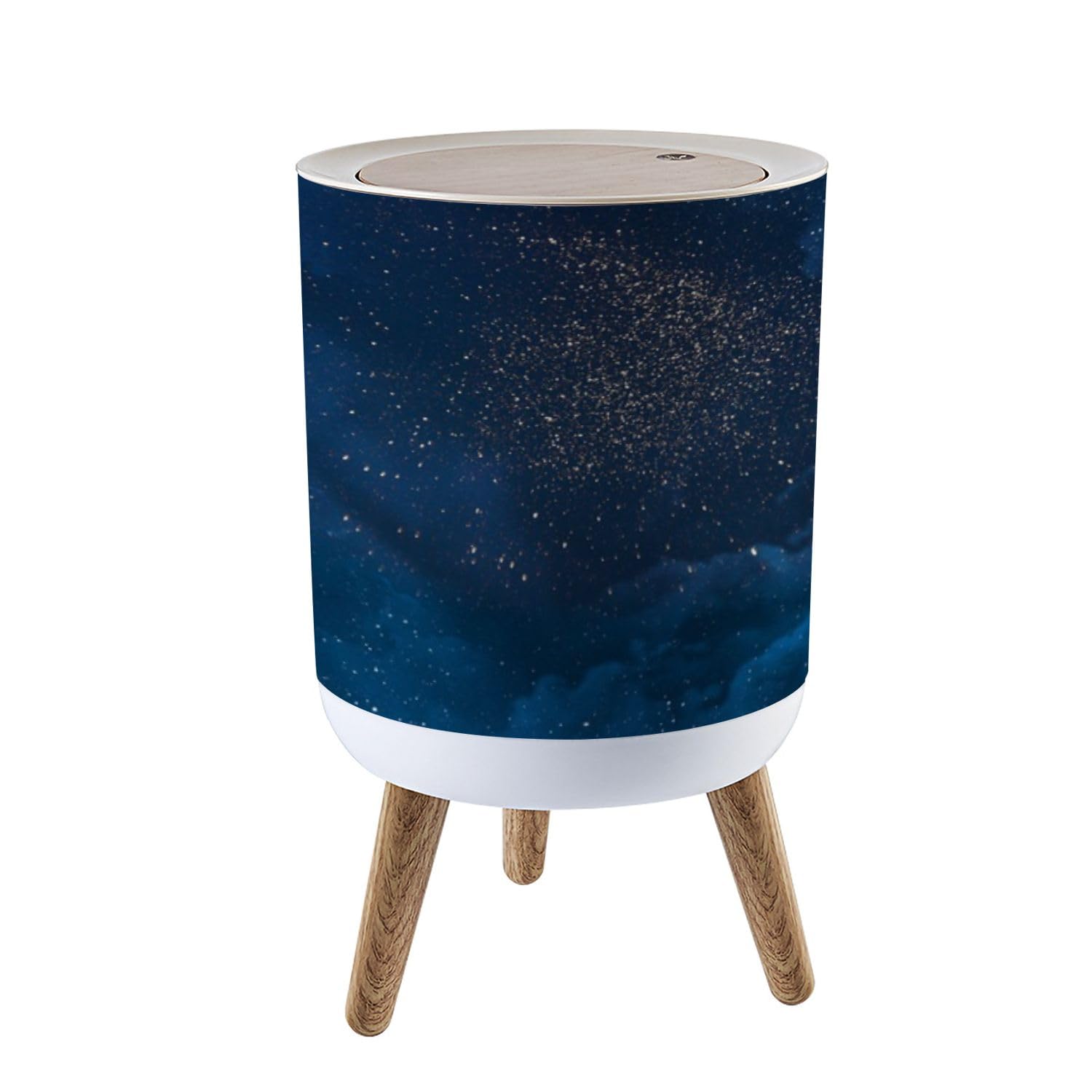 PHAIBHKERP Trash Can with Lid Night Sky Stars Garbage Can Round Waste Bin Press Cover Dog Proof Wastebasket for Kitchen Bathroom Living Room Nursery 1.8gal, ljt