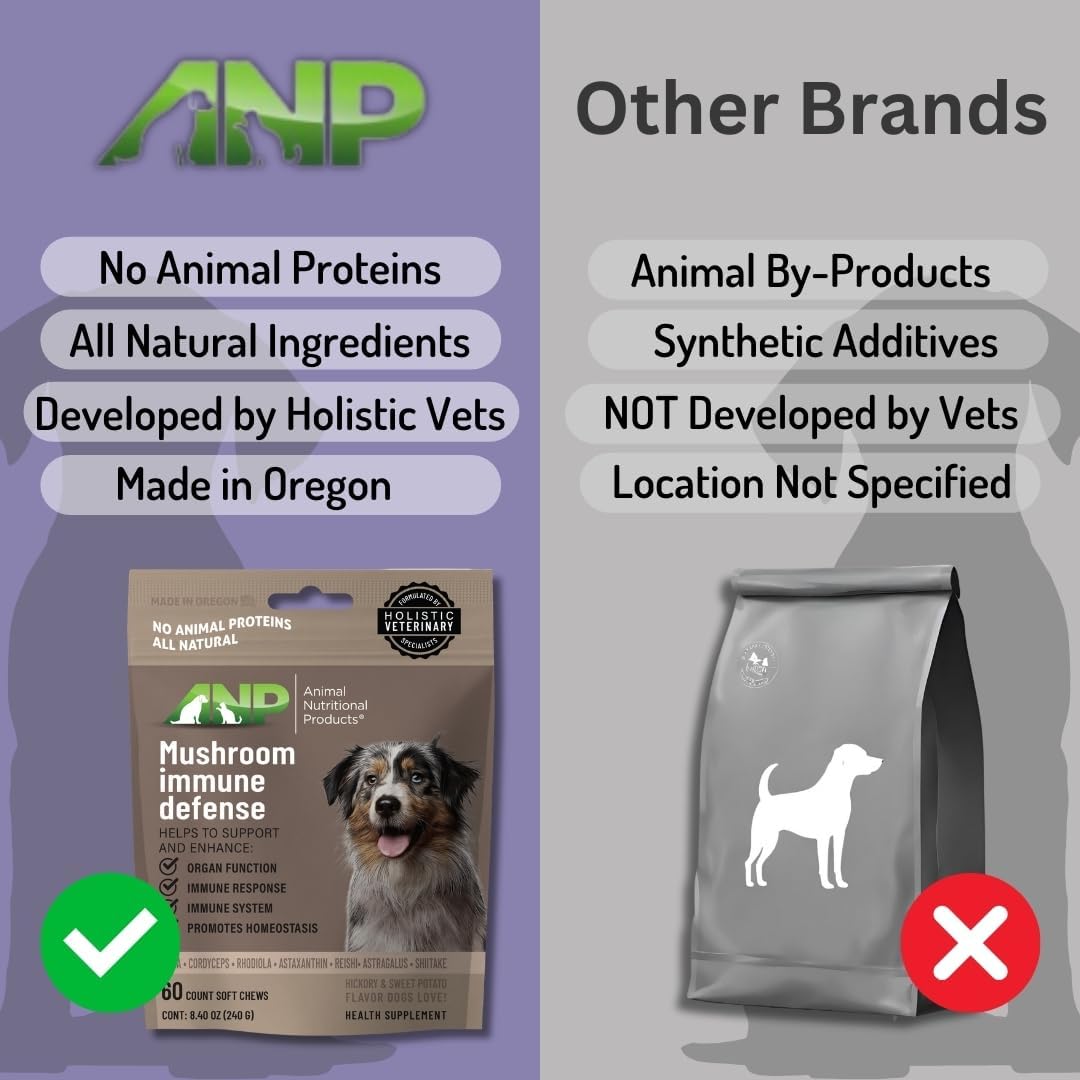 ANP Enhance Your Dog's Health with Mushroom Immune Supplement Boosting Dog Chews - No Animal Protein Formula - Vitality, Longevity, and Gut Health - Potent Reishi, Chaga, and Shiitake Mushrooms