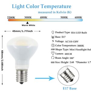 Greeogin 2-Pack E17 R14 LED Bulb, 4W Warm White 120V E17 Intermediate Base Mini Reflector Floodlight Light Bulb, Non dimmable