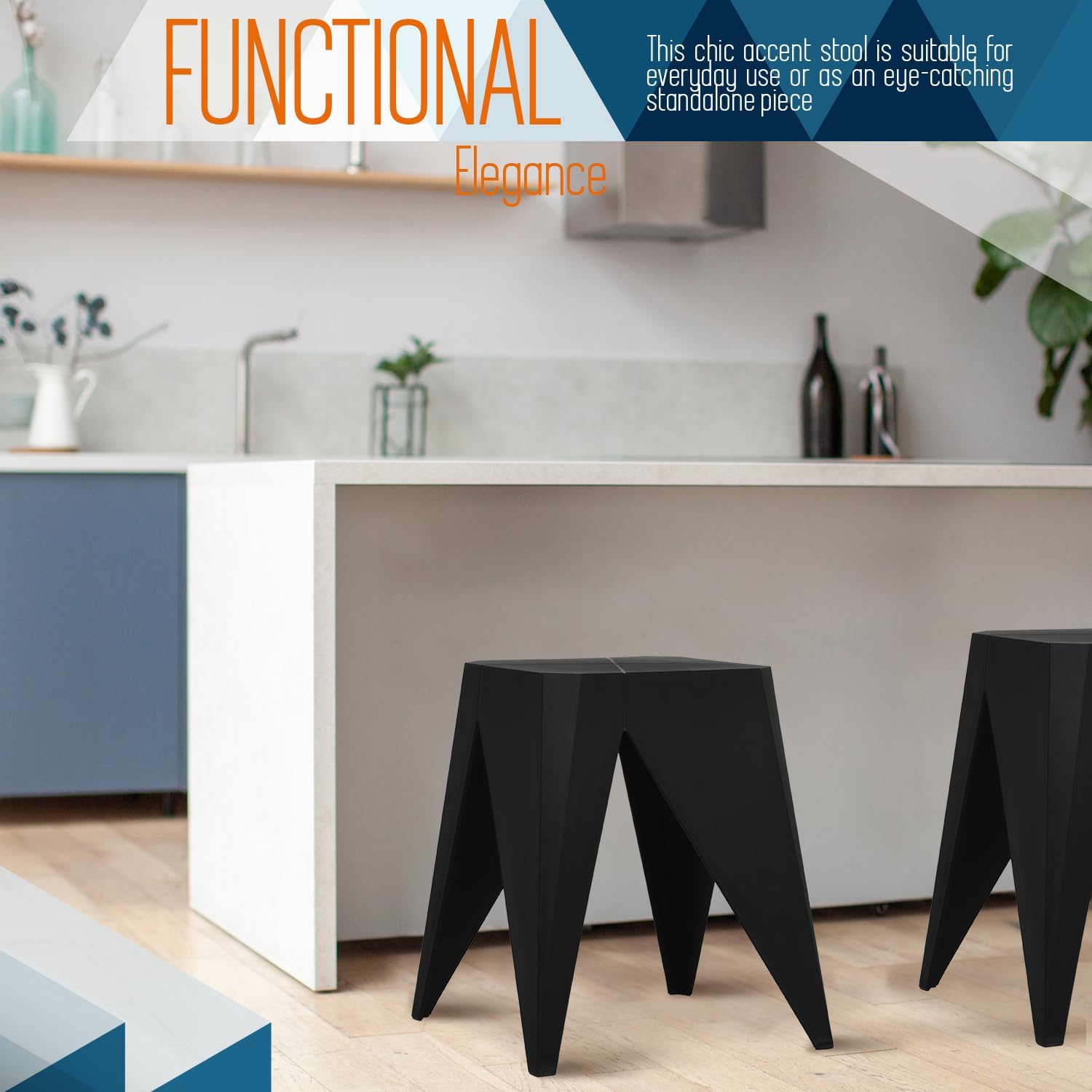 ISL Furnishings InterSpaceLiving Zuho Multi-Use Stool (4, Black)