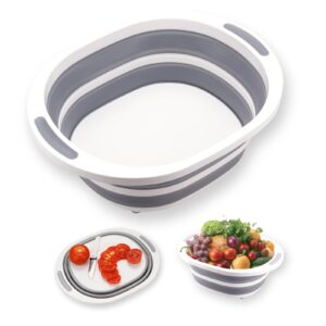 mecyfaty collapsible wash basin with 8l capacity, functions as both a dish basin and a cutting board. portable and suitable for use as a dish pan for kitchen sinks, camping sinks