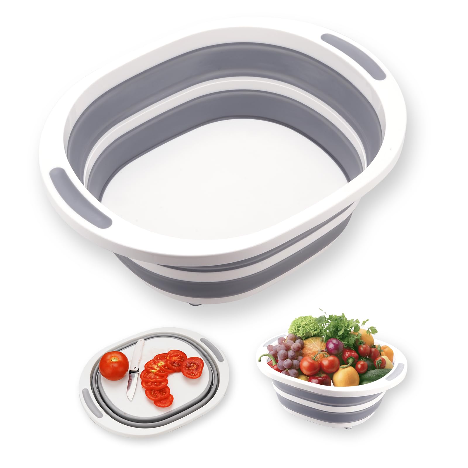 Mecyfaty Collapsible Wash Basin with 8L Capacity, Functions as Both a Dish Basin and a Cutting Board. Portable and Suitable for Use as a Dish Pan for Kitchen Sinks, Camping Sinks