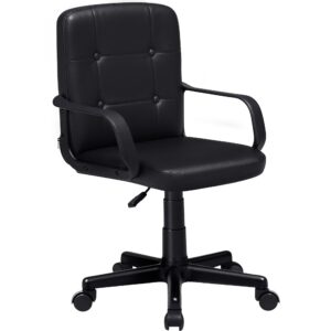 vecelo desk chair, home office swivel chairs pu leather height adjustable with wheels, black