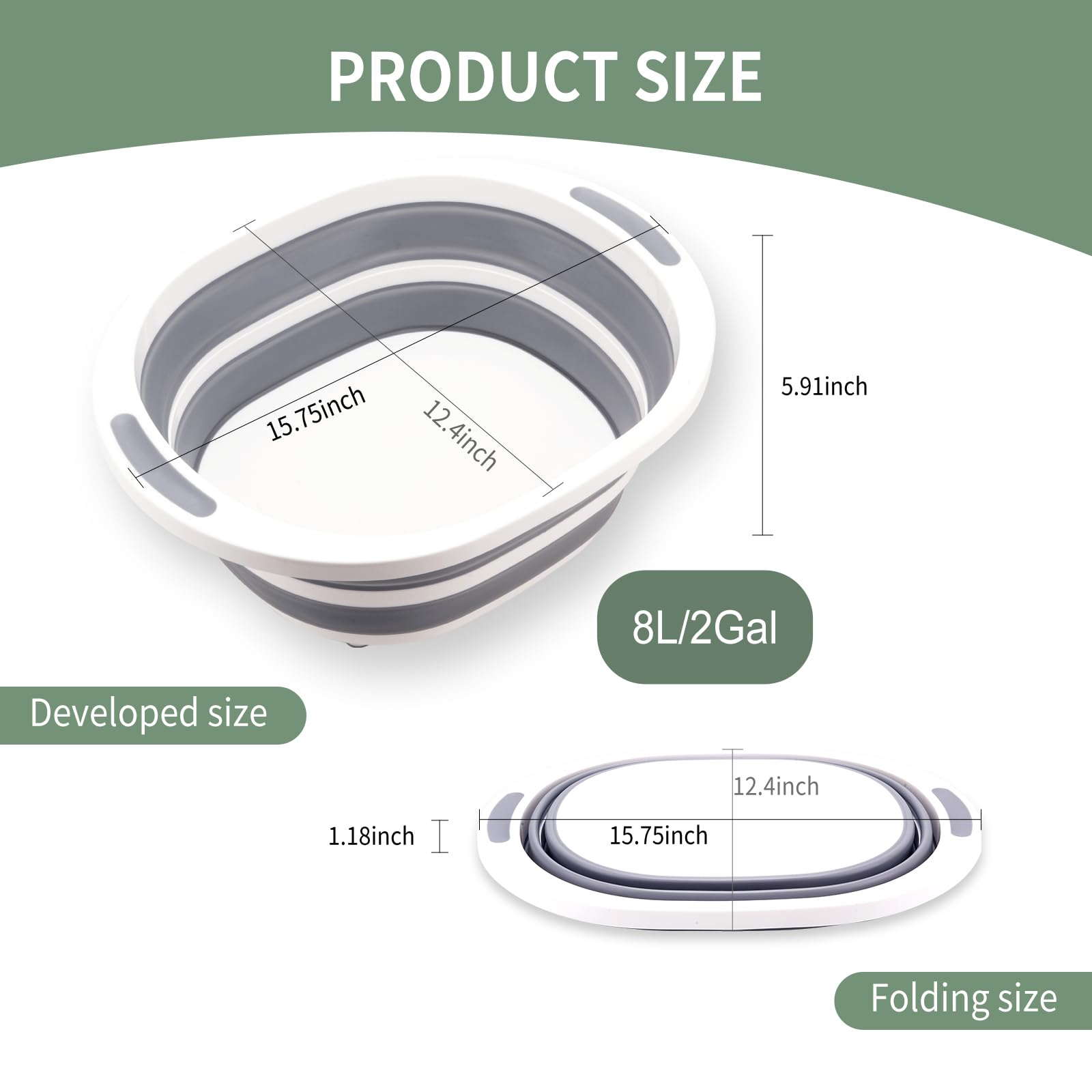 Mecyfaty Collapsible Wash Basin with 8L Capacity, Functions as Both a Dish Basin and a Cutting Board. Portable and Suitable for Use as a Dish Pan for Kitchen Sinks, Camping Sinks