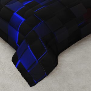 Nttopship Red and Blue Checkered Comforter Set Full Honeycomb Bedding Sets 3PCS for Kids Teen Adult Boy Room Decor Ultra-Soft Lightweight Microfiber 1 Comforter with 2 Pillowcases