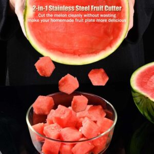 2-in-1 Stainless Steel Fruit Cutter, 2024 New Watermelon Fork Slicer Cutter Slicer Tool, Dual Head Fruit Forks Slicer Knife (2Pcs)