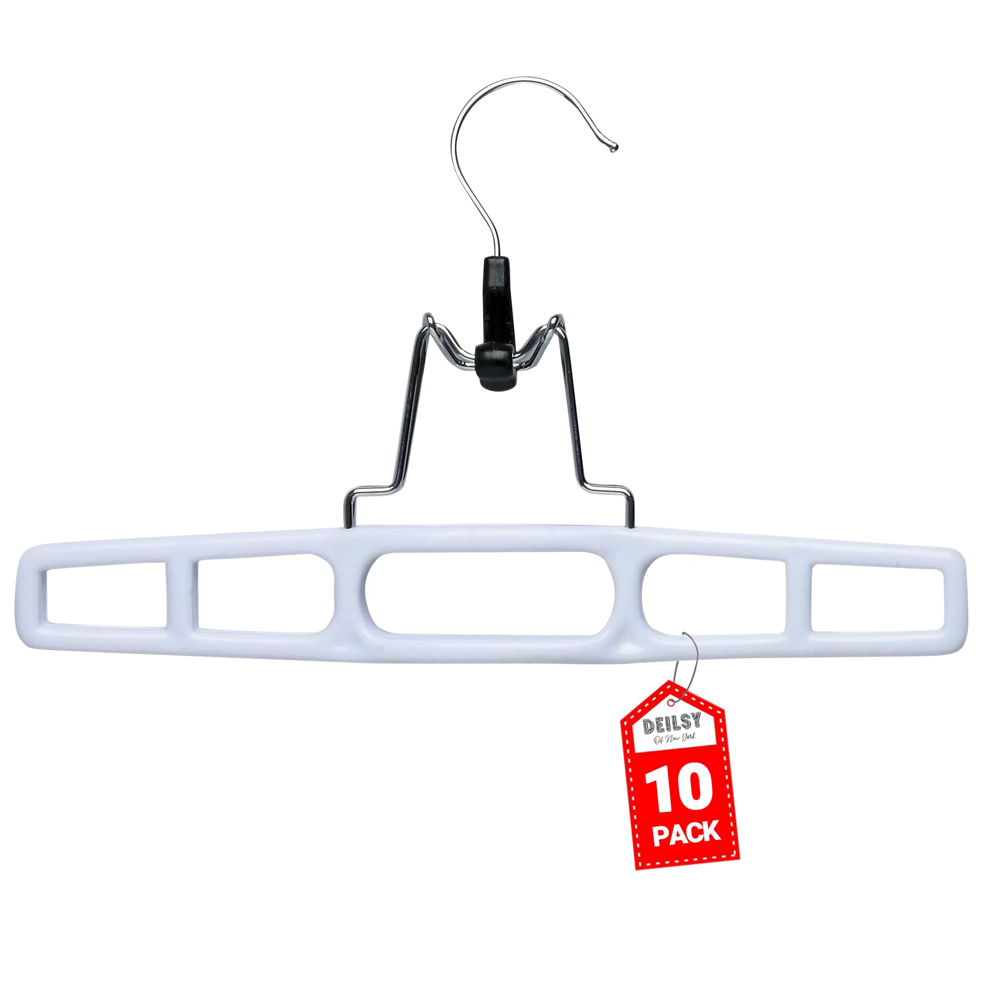 DEILSY™ 10 Pack Pants Hangers Skirt Hangers - Space Saving Pant Hangers with Locking Hook - Versatile Skirt Hangers for Closet Organization - White - Jean Hangers for Men and Women Heavy Duty Hangers