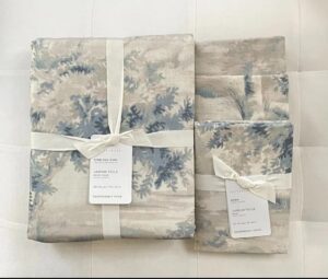 pottery barn jardin toile duvet cover king/california king & three euro shams ~blue