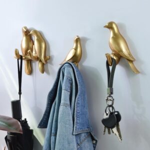 FYWMXIAJG Bird Coat Hooks,Animal Wall Hook,Exquisite Decorative Wall Hooks for Hanging Hats Jacket Bags Closets Towels Keys Scarf Home Kitchen Wall Hangers Easy Installation Versatile (Silvery, L)