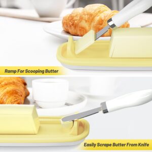 AJIJING Butter Dish, Butter Dish with Lid for Countertop, Easy Scoop, BPA Free, Butter Container with Knife Spreader, Butter Holder with TBSP Marks, Easy to Clean Butter Keeper for Refrigerator