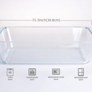 Deep Clear Glass Baking Dish, Rectangular Tempered Glass Baking Pan, The Largest casserole dish. -5.4 Liter