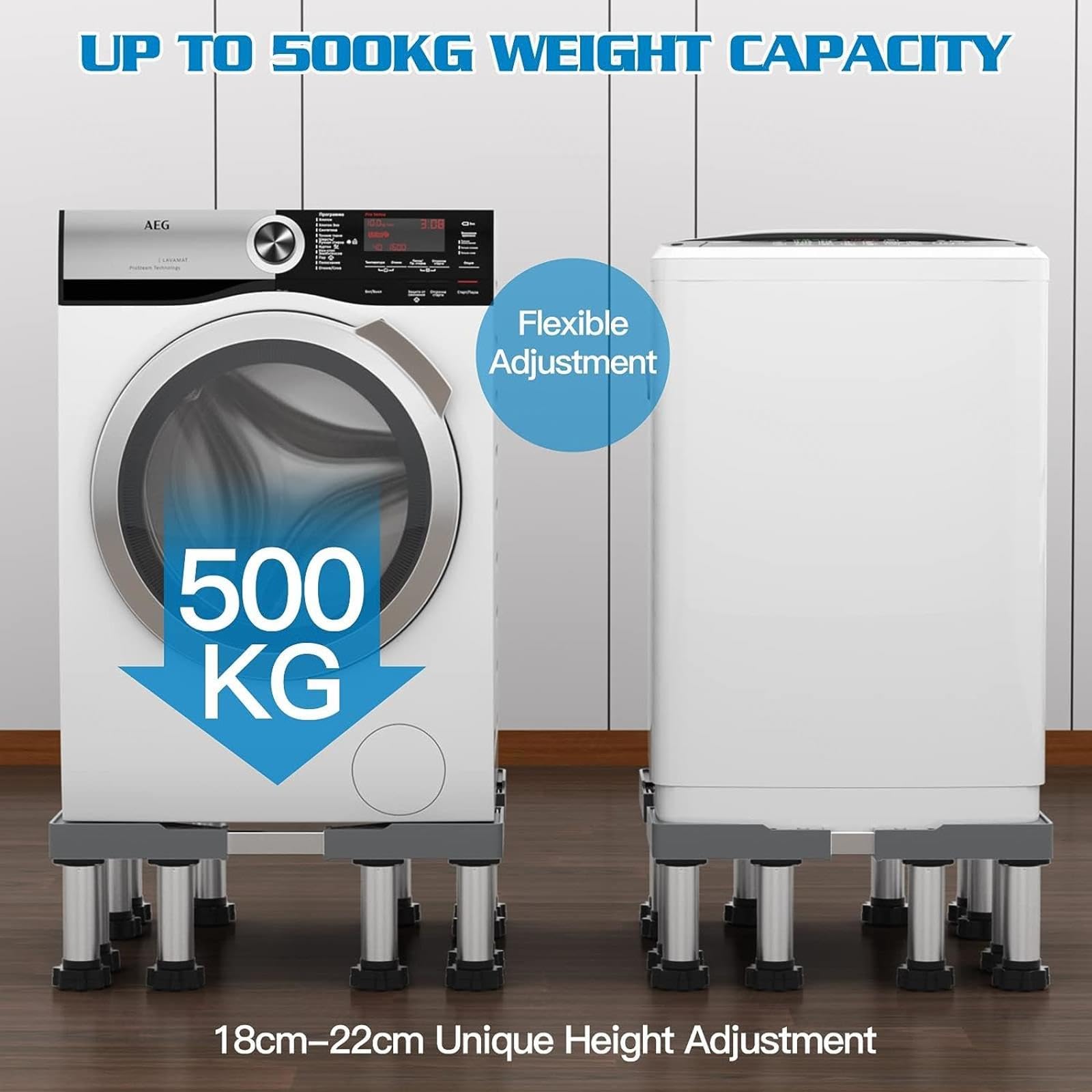 COZMAX Adjustable Washing Machine Base Washer Dryer Pedestals 28" Wide Universal Fit 800lbs Capacity Pedestal for Washing Machine Dryers Refrigerator Fridge Stand Universal Stand Base,White8Foot-25cm