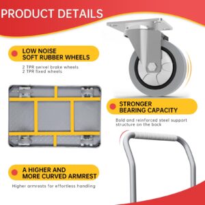 Platform Trucks Portable 2200Lbs Steel Push Dolly Platform Trucks with Mute Wheels, 35.6" x 23.6"x37.4" in Large Flatbed Heavy Duty Industrial Push Cart for Easy Storage Luggage Moving