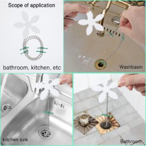 12Pcs Bathroom Drain Hair Catcher Flower Shape Shower Drain Cover Bathtub Hair Catcher Drain Protector Chain Trap Hair Stopper for Shower Bathroom, Kitchen