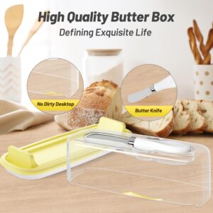 AJIJING Butter Dish, Butter Dish with Lid for Countertop, Easy Scoop, BPA Free, Butter Container with Knife Spreader, Butter Holder with TBSP Marks, Easy to Clean Butter Keeper for Refrigerator