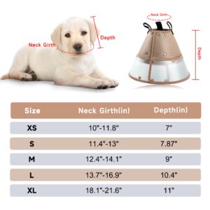 Fuz Bigaza Soft Dog Cone Collar for Large Medium Small Dogs After Surgery, Adjustable Pet Recovery E-Collar, Elizabethan Collar for Dogs and Cats, Tan Large