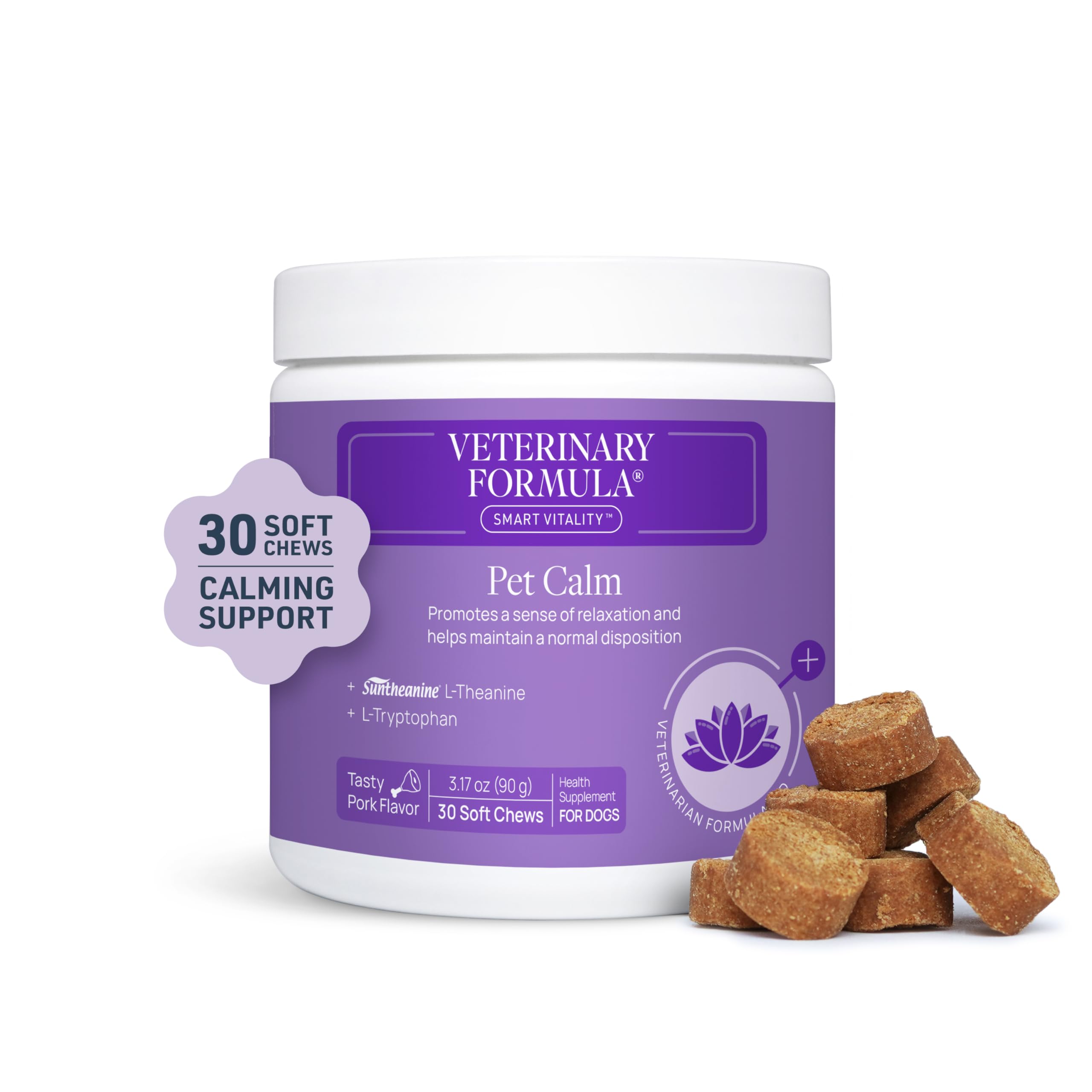 Veterinary Formula Smart Vitality Pet Calm Supplement for Dogs - Soft Chews, 30ct - Promotes a Sense of Relaxation During Moments That May Cause Stress - Fireworks, Travel, Changes in Routine