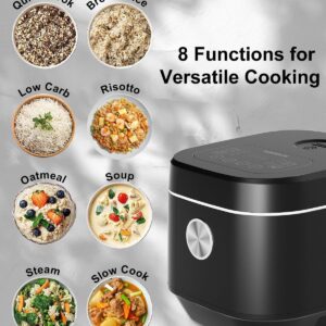 YOKEKON Rice Cooker 10 Cup, Stainless Steel Inner Pot, Low Carb Large Rice Maker with Steamer Basket Steamer, 24H Delay Timer and Auto Keep Warm,Brown Rice/Risotto/Oatmeal/Soup/Steam/Slow Cook, Black